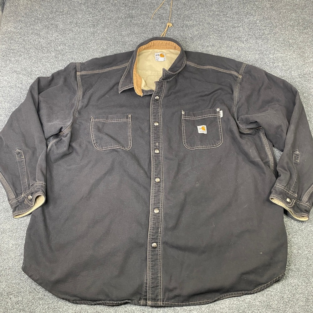 Carhartt FR Mens 4XL Flame Resistant Snap Front Work Shirt Black 100432 001
